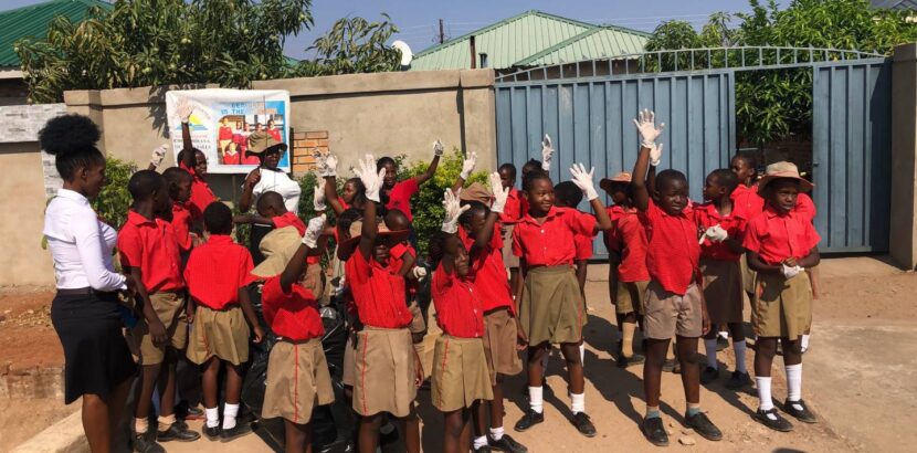 School students prepare to help with the volunteer program.